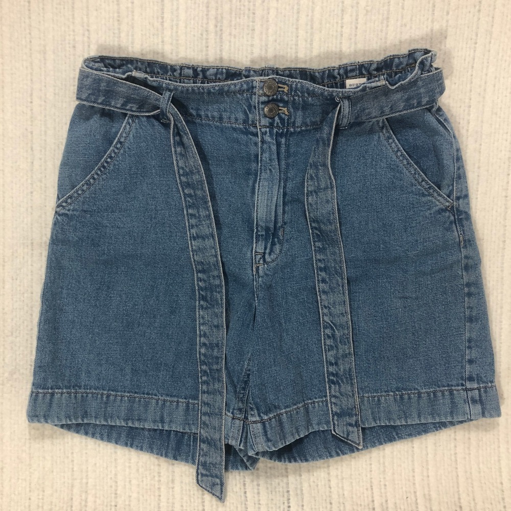 Tommy‎ Hilfiger Womens High Rise Paperbag Waist Denim Shorts Blue Size 4 Belted
